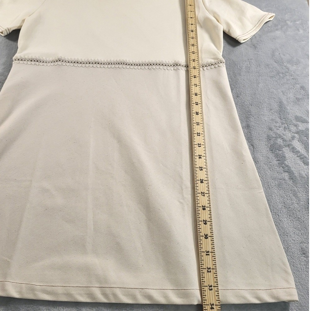 Jacquie The Label Womens L Thick Cotton Two-Tone Mini Dress Lace Trim - Picture 4 of 12